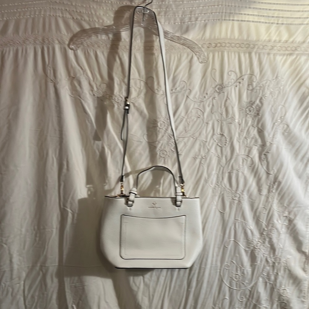 Nanette Lenore absolutely gorgeous white leather purse with gold fixings new
